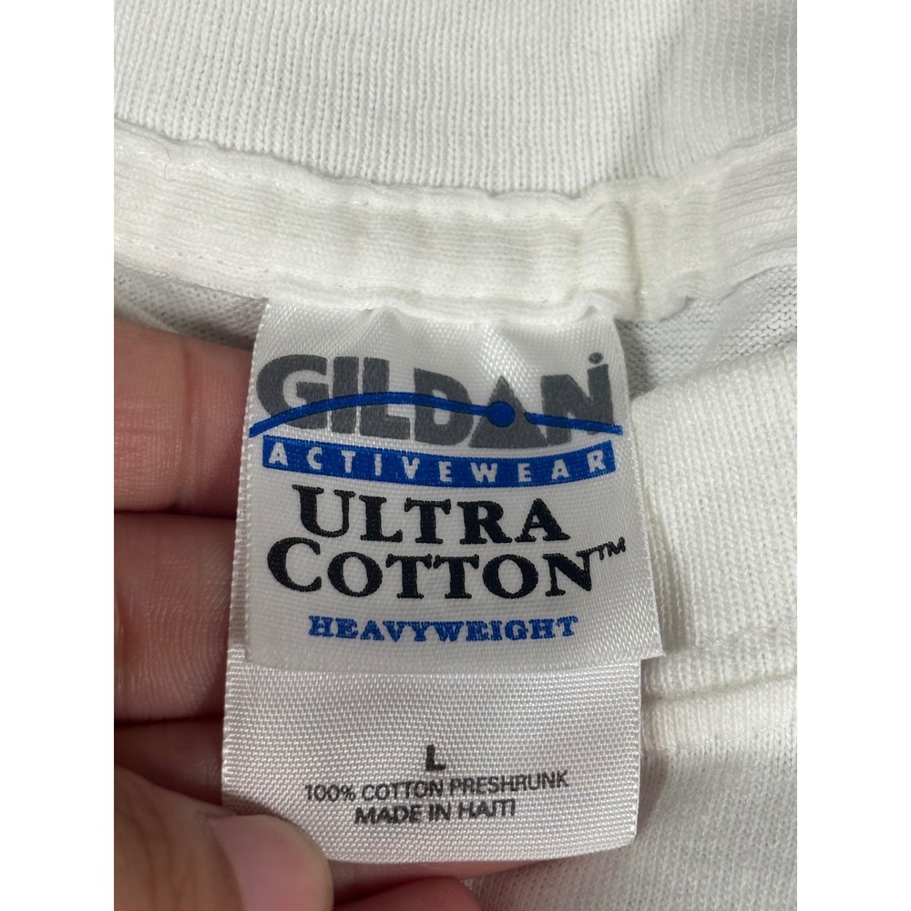 Gildan Ultra Cotton John Steinbeck No Libraries Graphic T-Shirt White Mens L - Picture 2 of 10